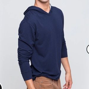 Two Blind Brothers Men’s Blue Pullover Hoodie Lightweight Navy Blue Grey Casual